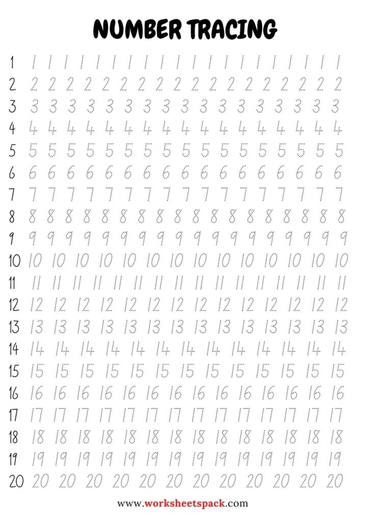 Preschool Number Tracing Worksheets 1 10 7 Numbers Preschool