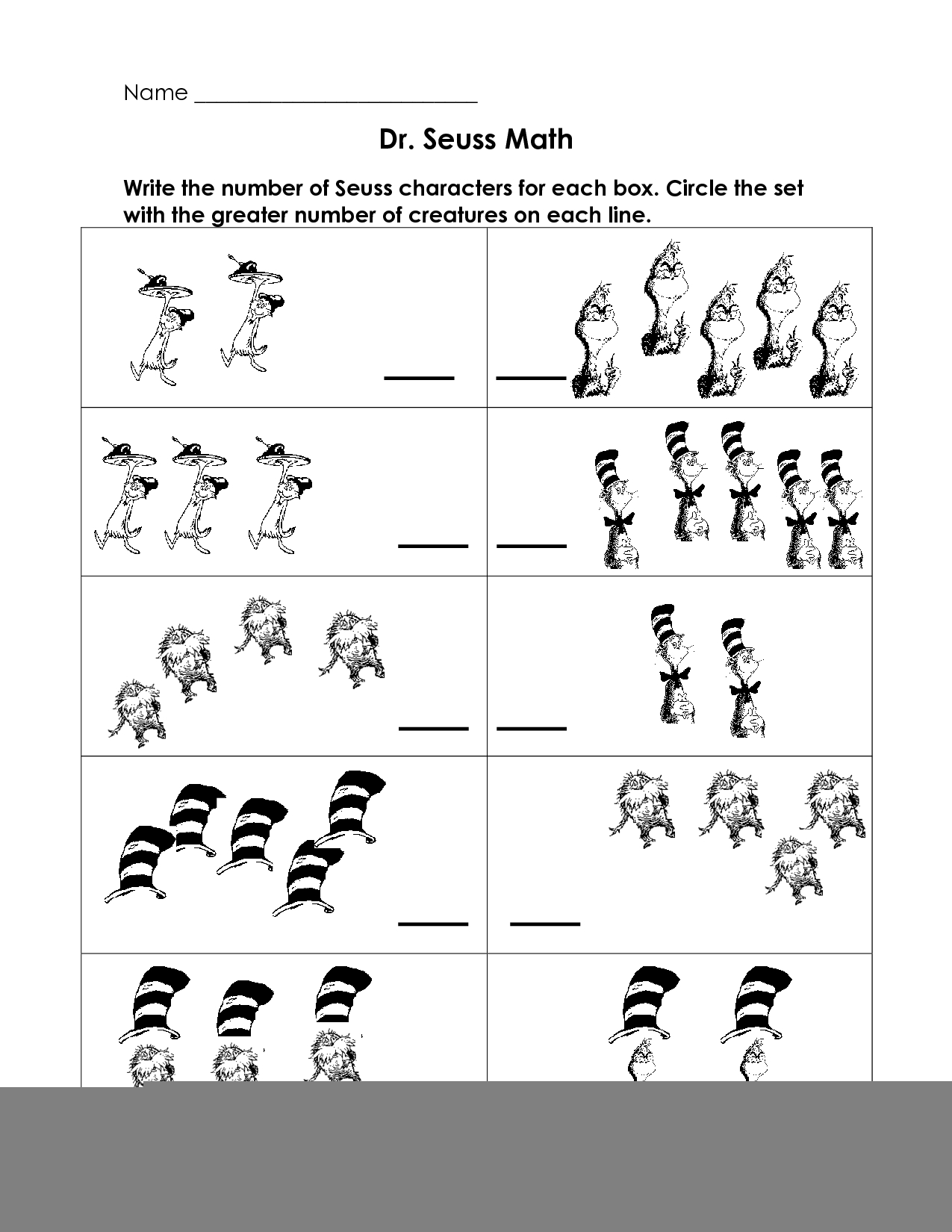 Preschool Printables Cute Fish Number Printable Seuss Sea Free 