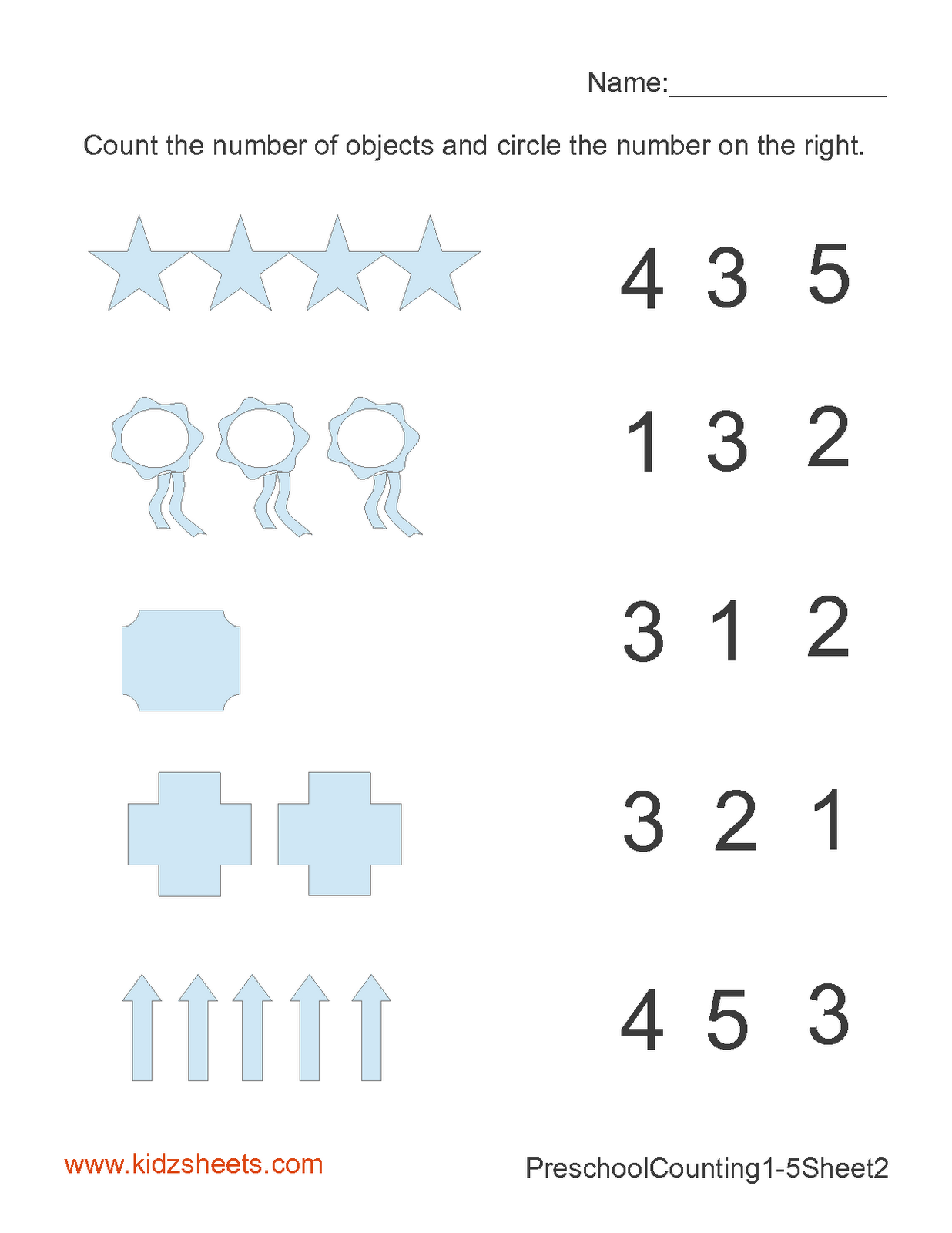PRESCHOOL WORKSHEET NUMBERS 1 5 Kid Worksheet