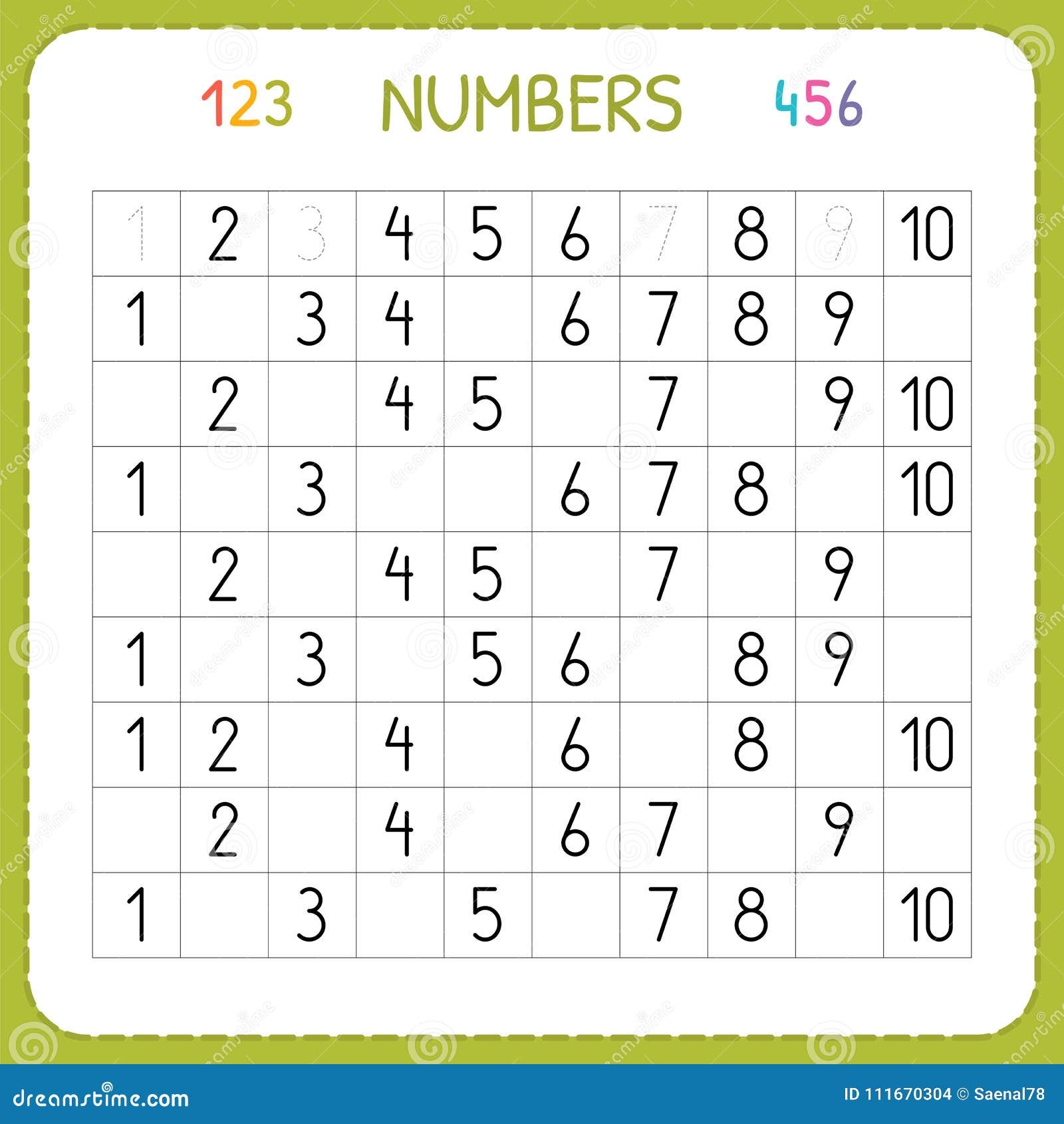 Preschool Worksheet Numbers