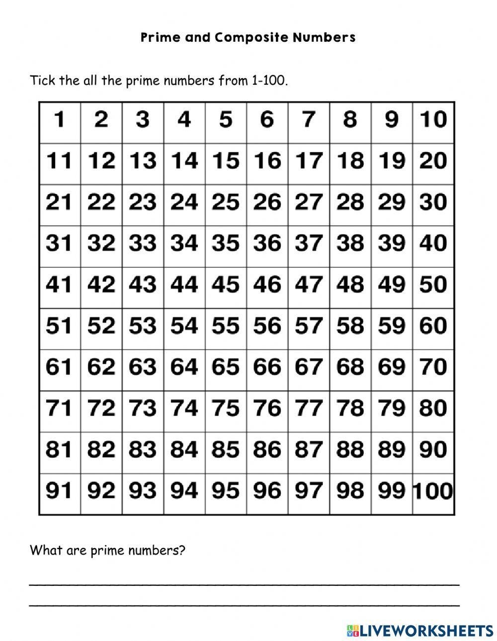Prime And Composite Numbers Live Worksheets Worksheets Library
