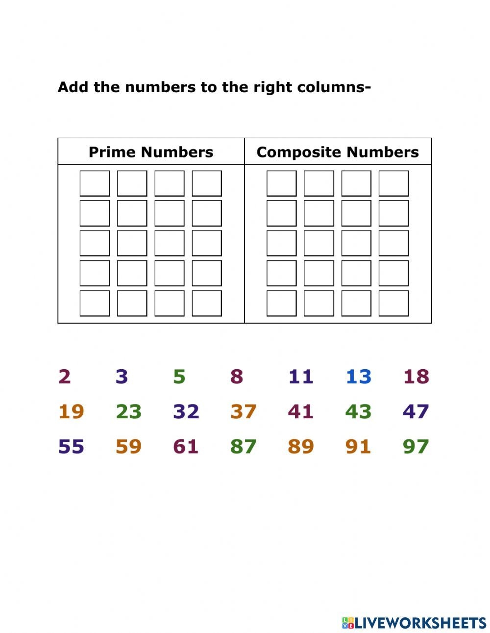 Prime And Composite Numbers Worksheet Prime Numbers Worksheet Prime