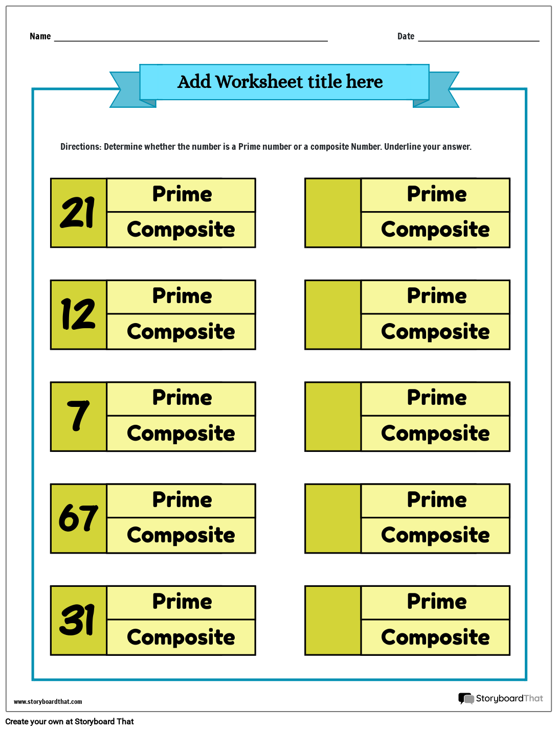 Prime And Composite Numbers Worksheets Free Customizable
