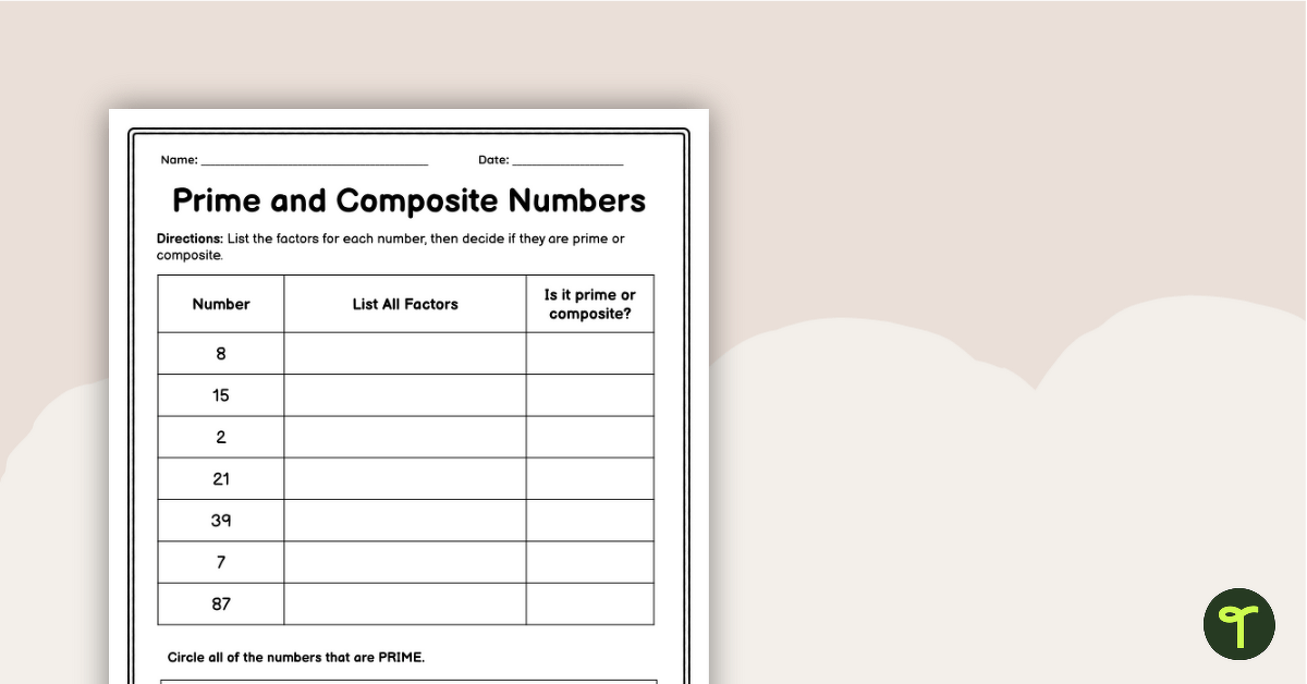 prime and composite numbers worksheets with answers pdf