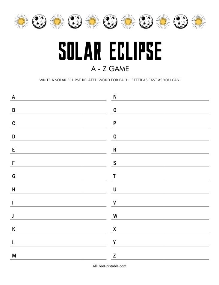 free solar eclipse activities for kids printable