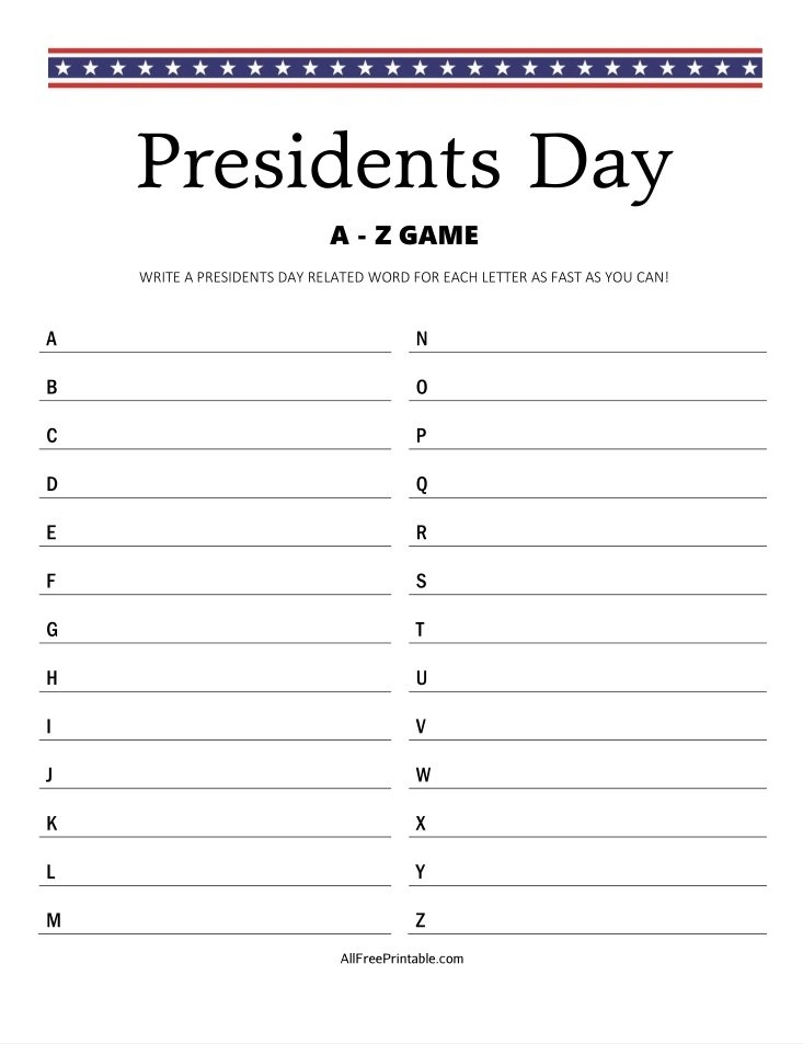 Print US Presidents List Free Printable