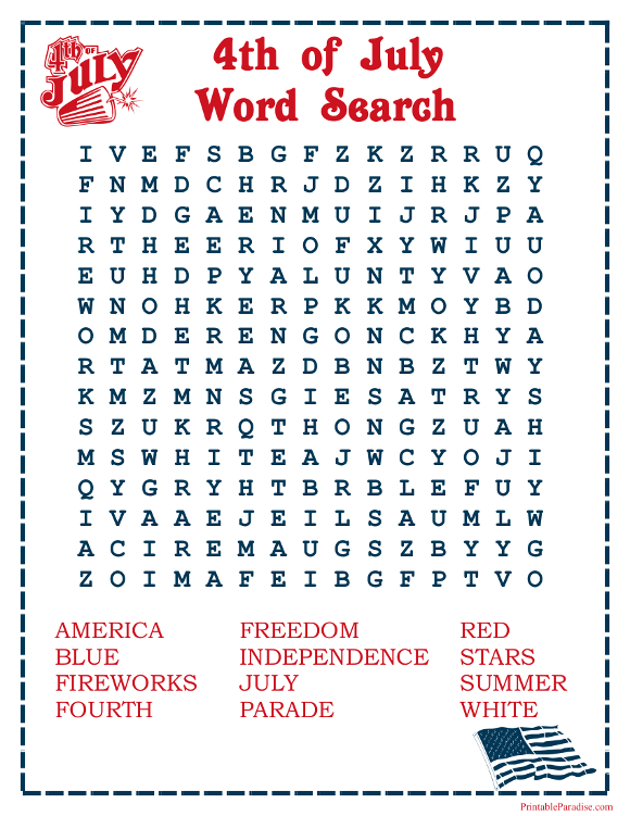 Printable 4th Of July Word Search
