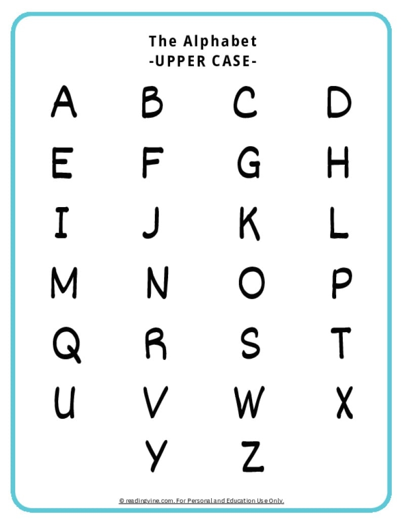 abc chart with pictures printable