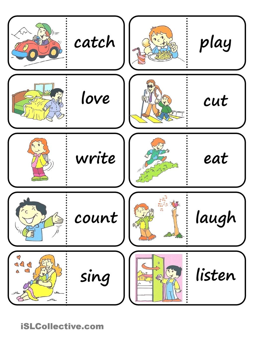 Printable Action Words Worksheets For Kindergarten