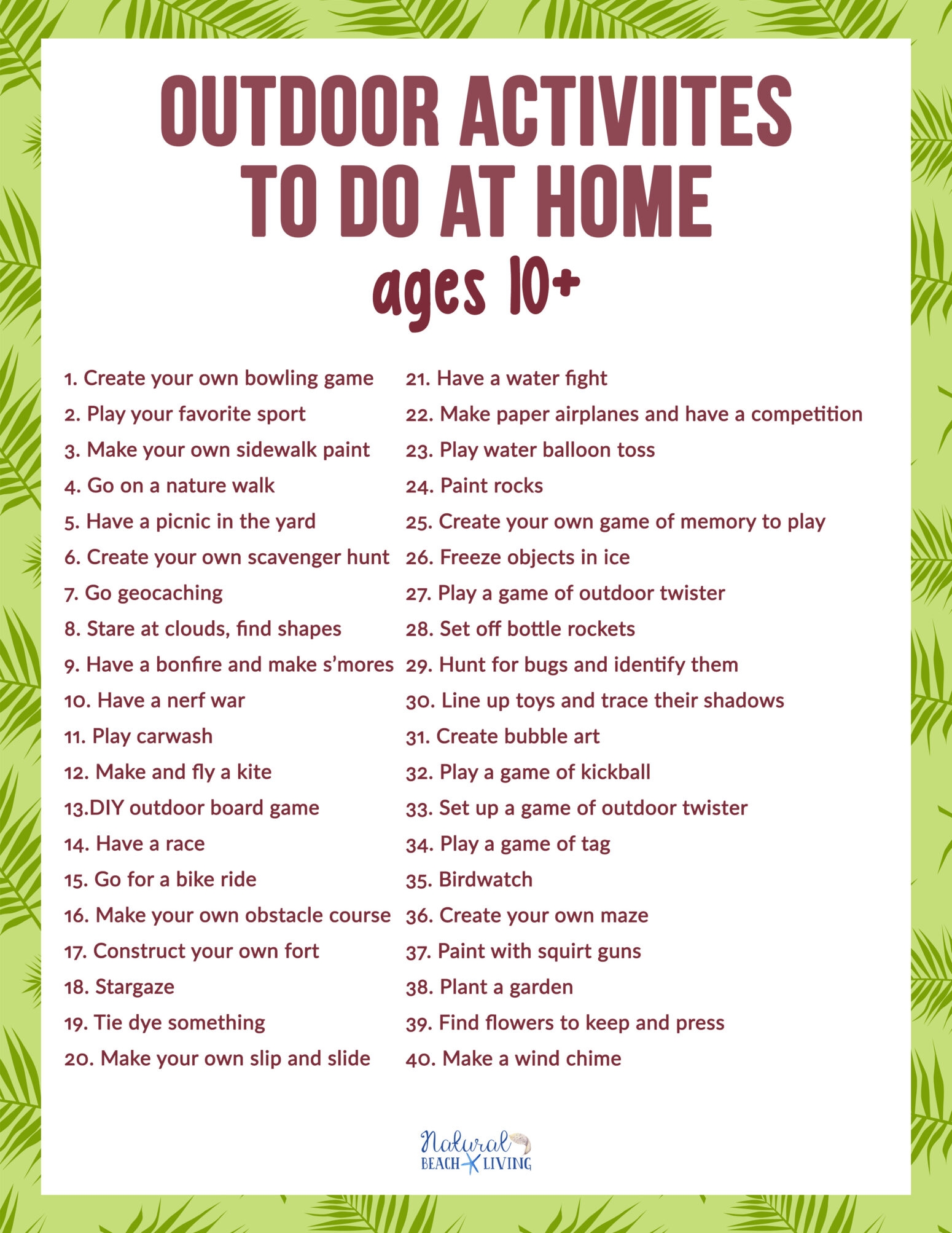 Printable Activities For Teenagers