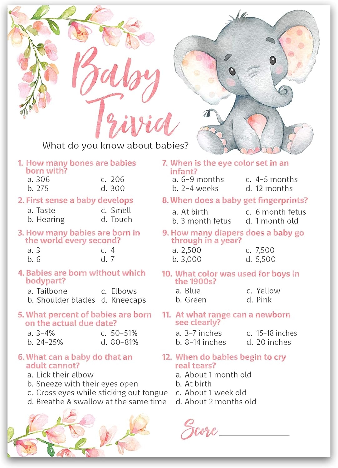 Printable Baby Shower Game Baby Trivia Baby Facts Bab Vrogue co