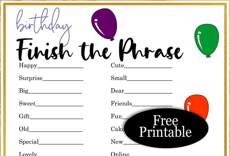 Printable Birthday Party Games