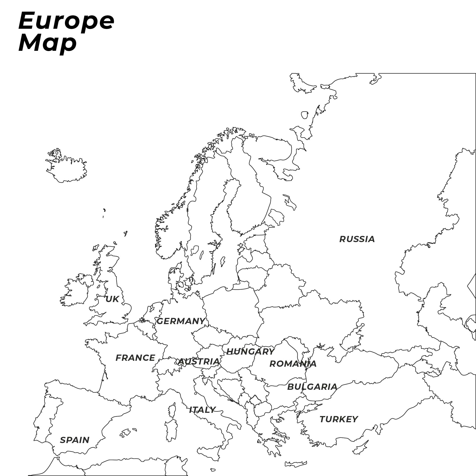 Printable Black And White Map Of Europe Printable Maps Images