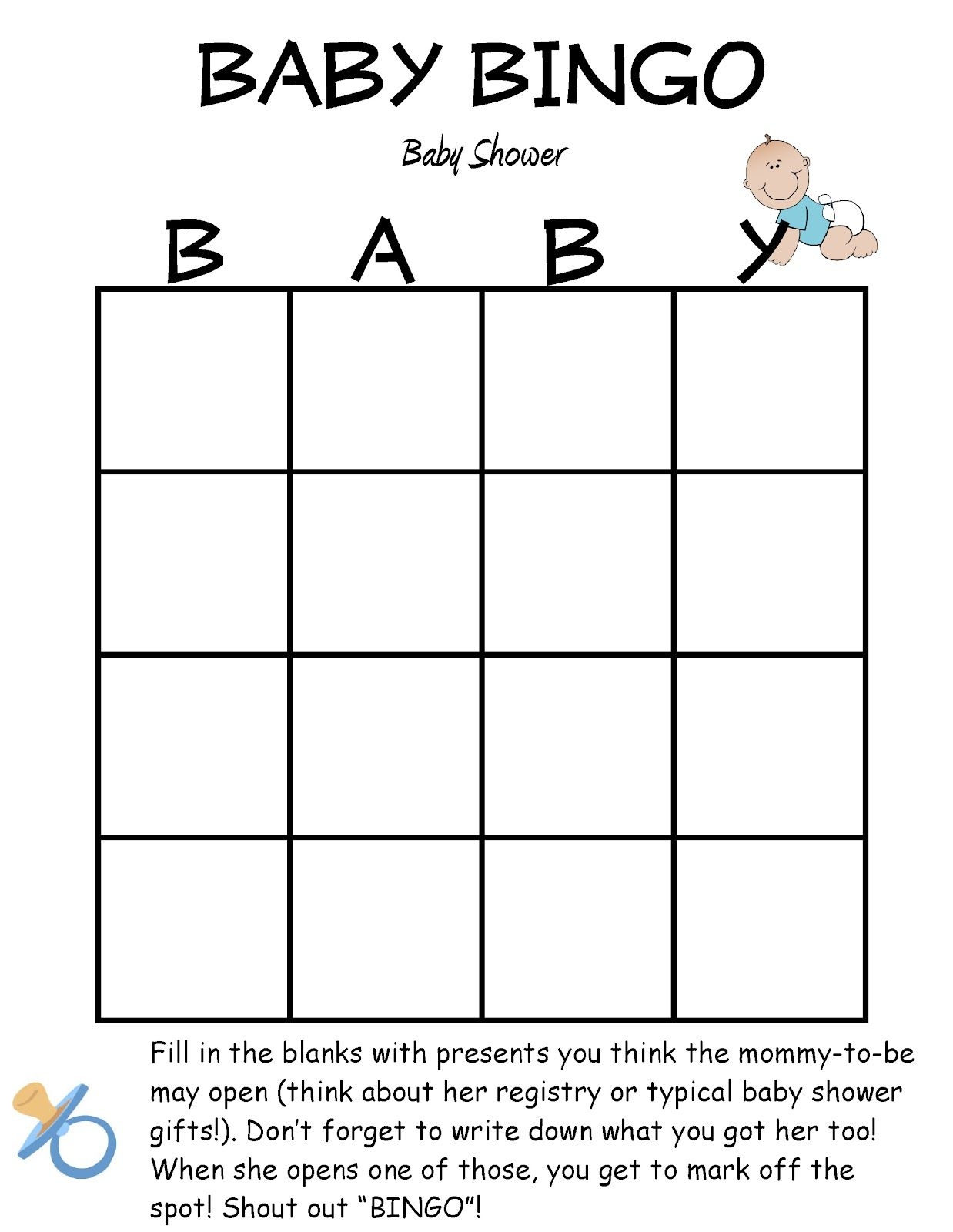 Printable Blank Baby Shower Bingo Cards Printable Bingo Cards