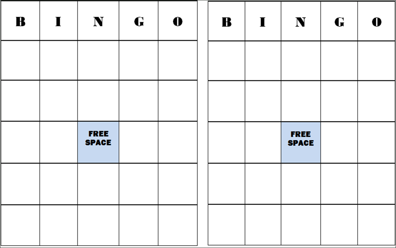 free printable blank bingo games