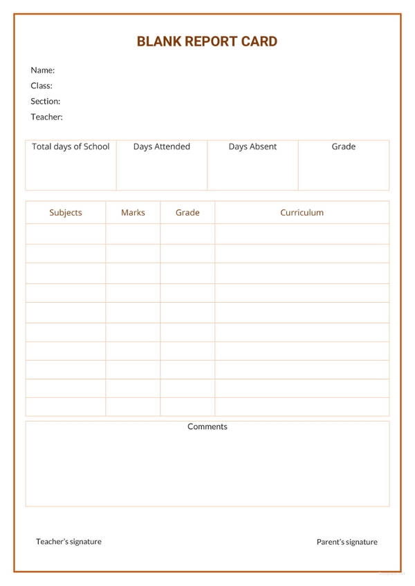 Printable Blank Report Card Template Printable New Year Banners