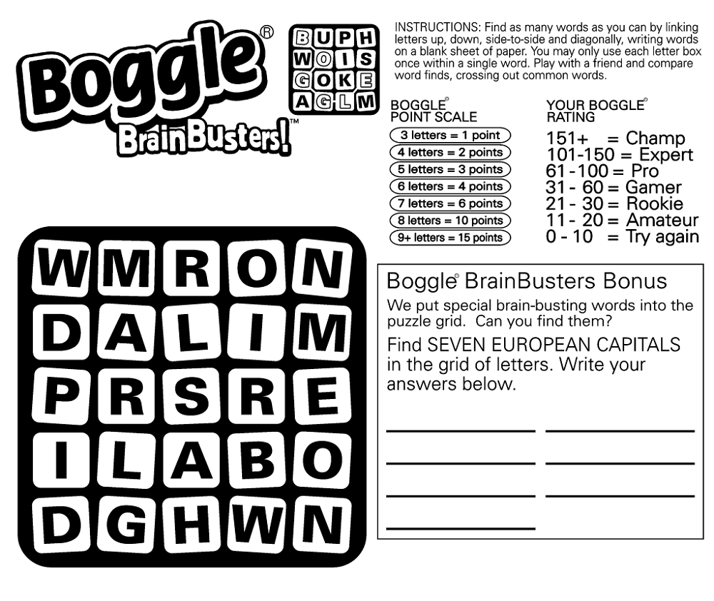 Printable Boggle K5 Worksheets