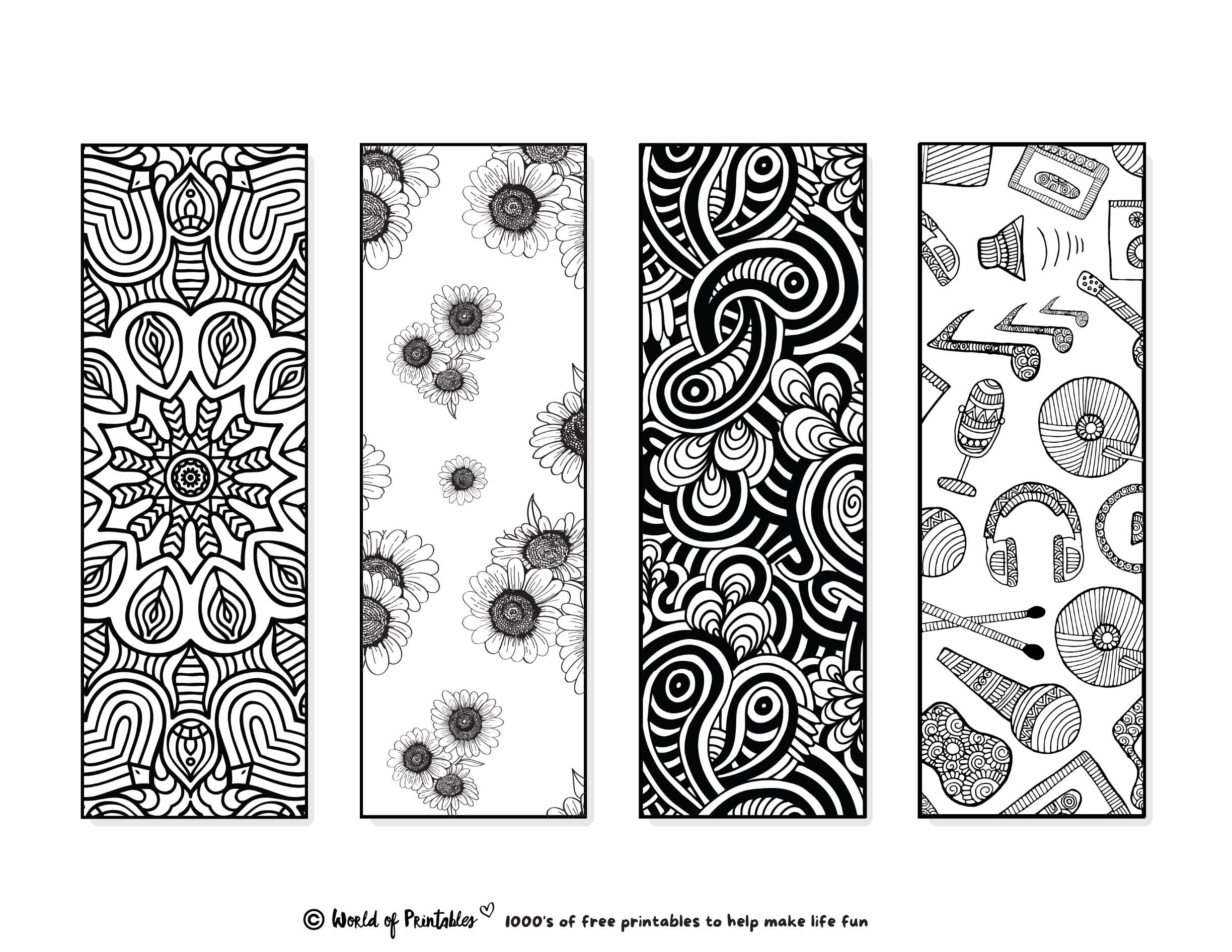 Printable Bookmarks To Color 120 For Adults Kids World Of Printables