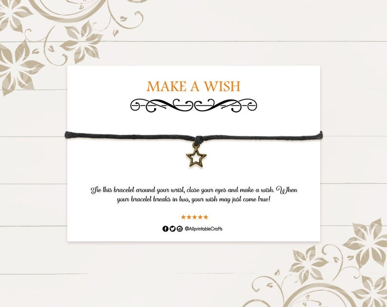 bracelet card template printable