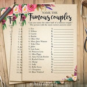 Printable Bridal Shower Games Printable Movie Love Quote Game Boho 