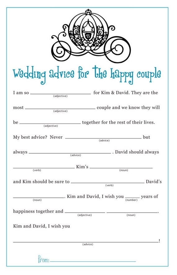 Printable Bridal Shower Mad Libs