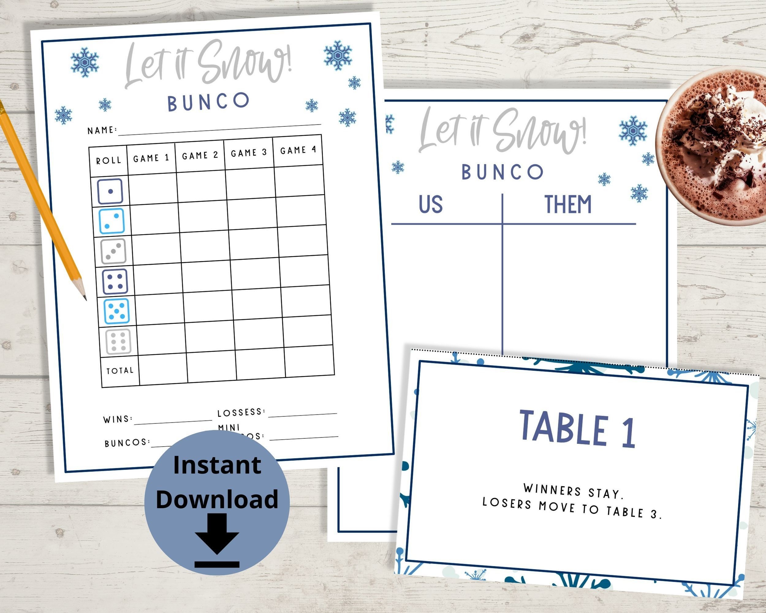 free printable bunco game cards