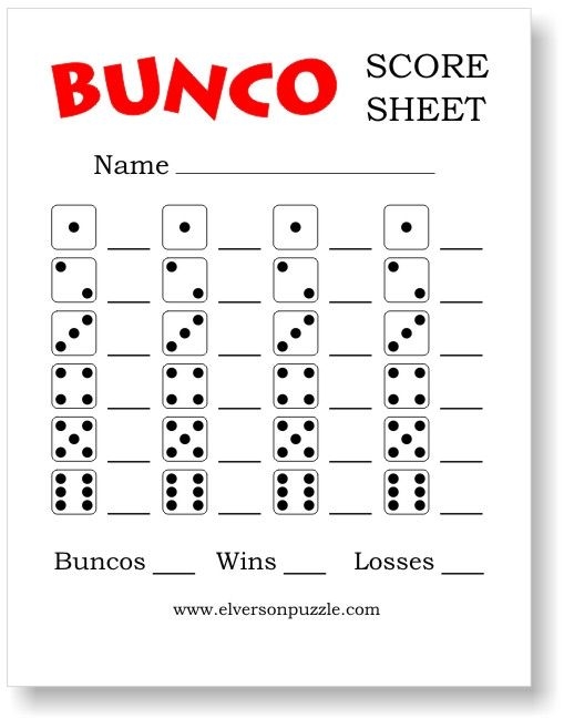 Printable Bunco Game Cards Dev onallcylinders