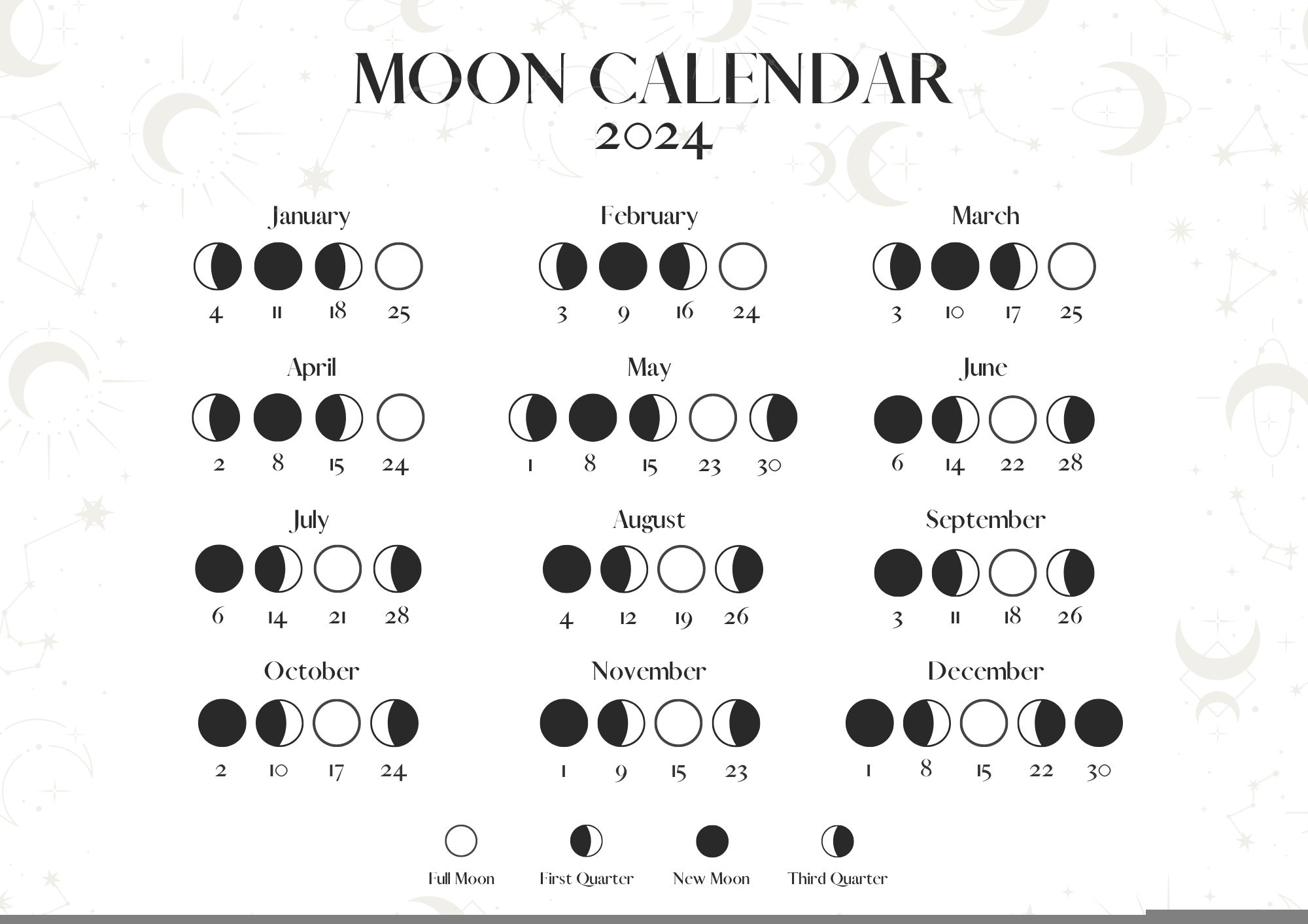 Printable Calendar With Moon Phases 2024 Printable Calendar 2024
