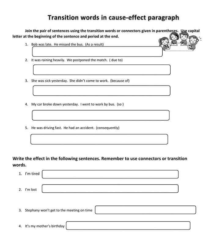 Printable Cause And Effect Connectives Worksheet Free Download And 