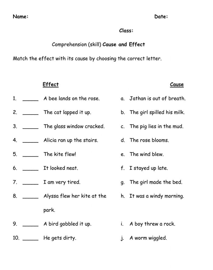 free printable cause and effect games