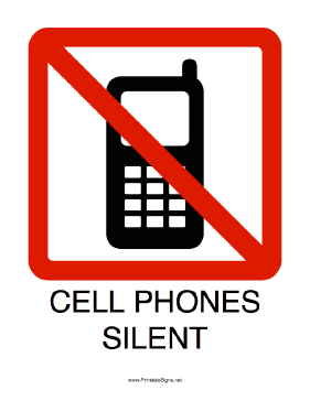 Printable Cell Phones Silent Sign