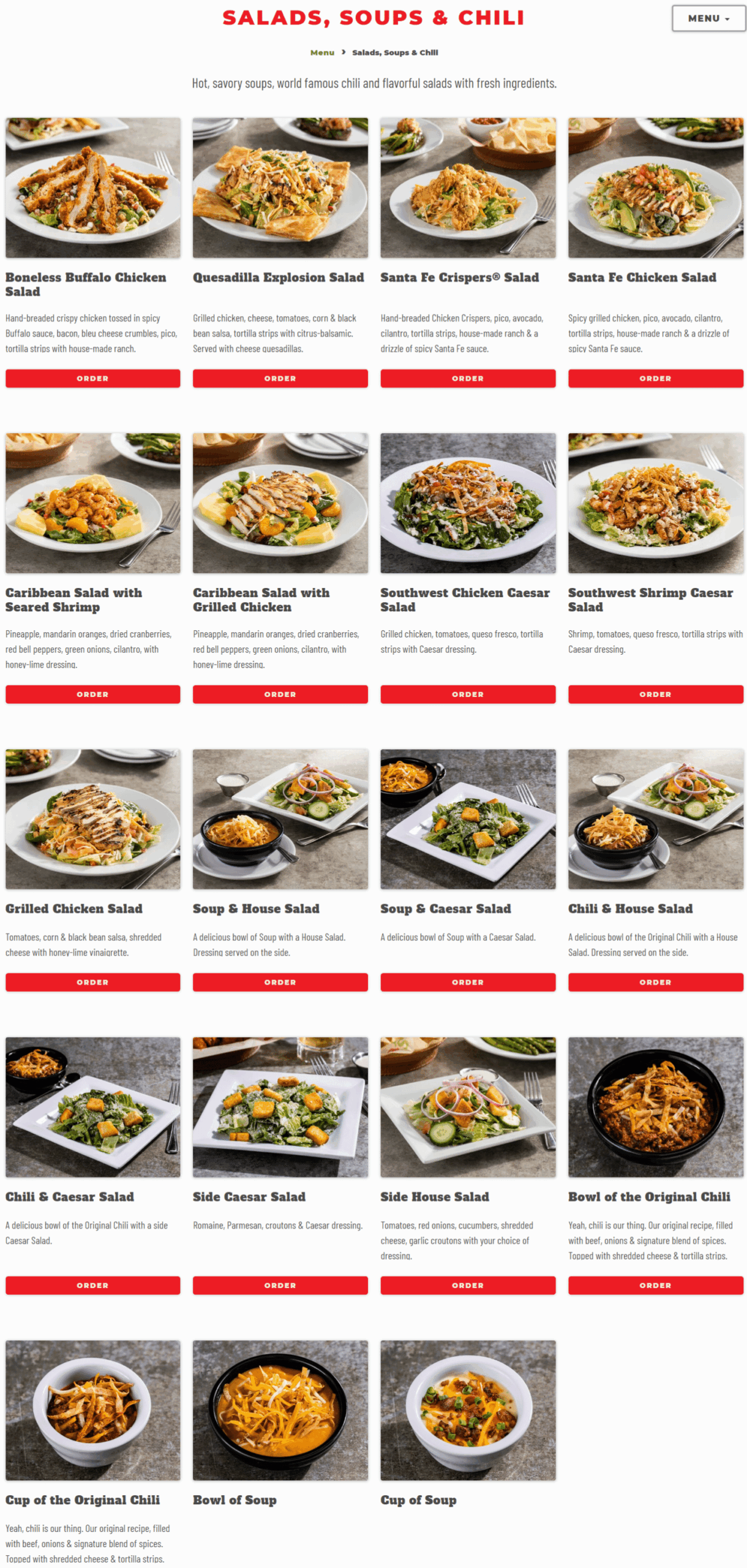 Printable Chilis Menu