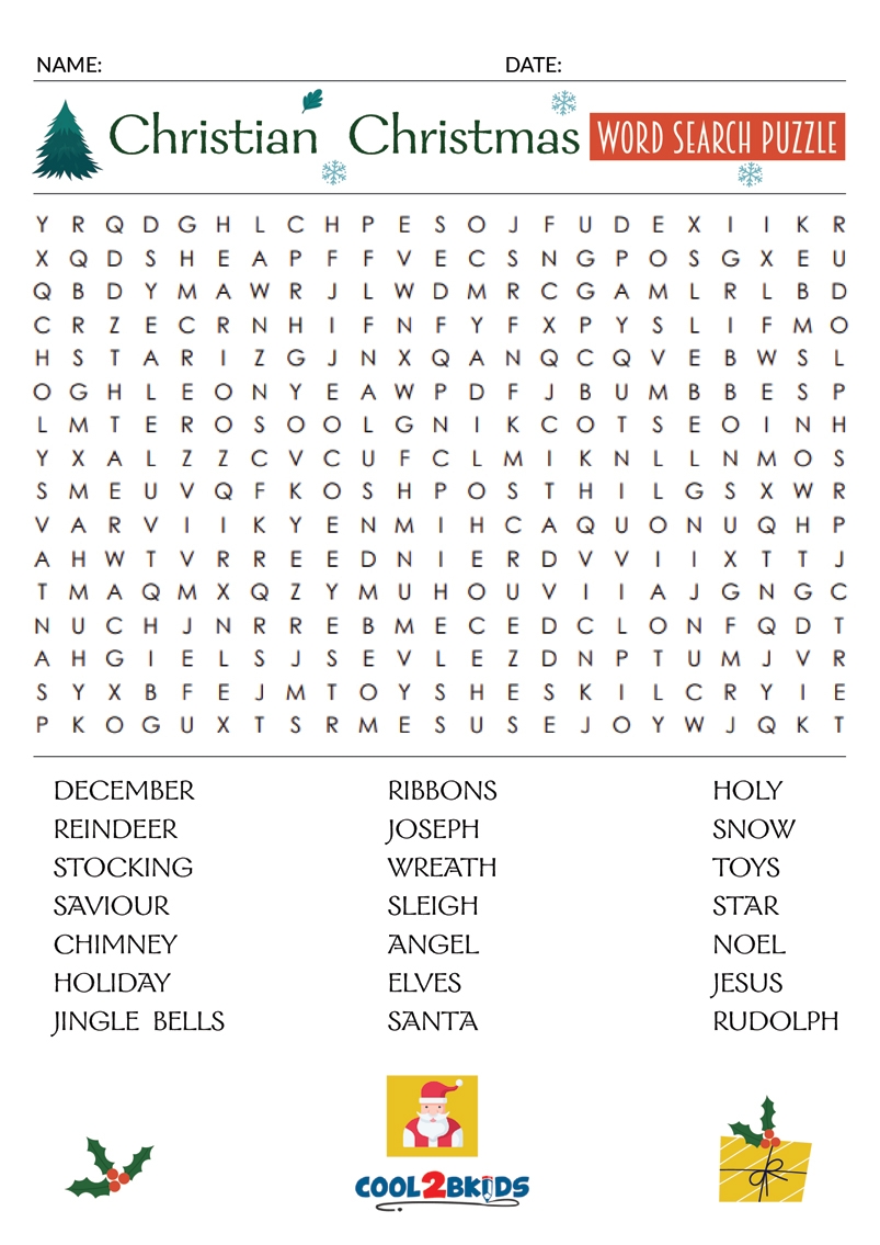 Printable Christian Christmas Word Search Word Search Maker