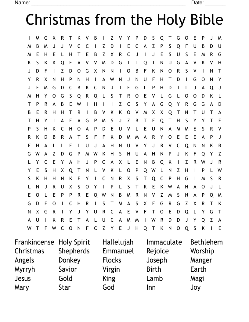 Printable Christian Christmas Word Search Word Search Maker