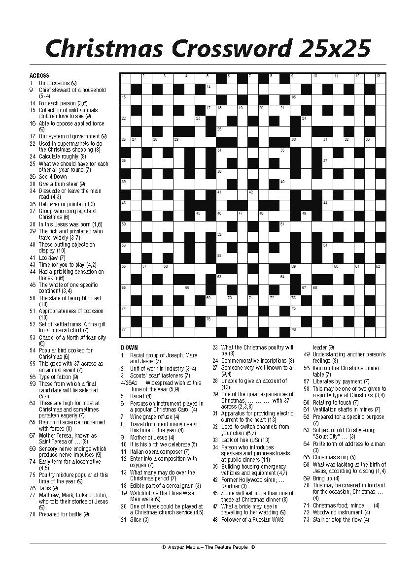 free printable christmas crossword games