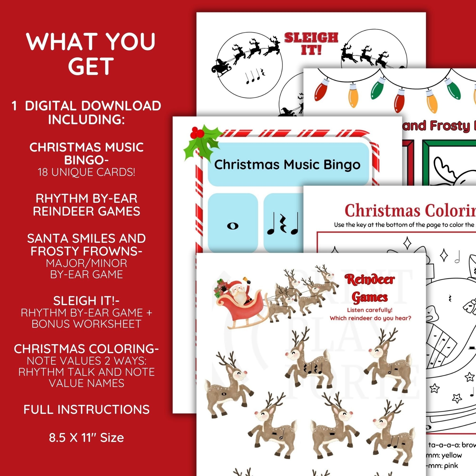 Printable Christmas Music Games Holiday Music Class Preschool Music 