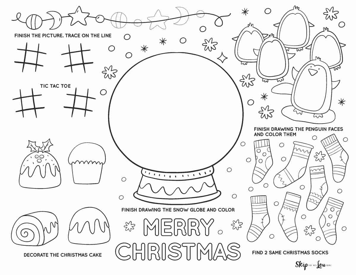 activity placemats printable