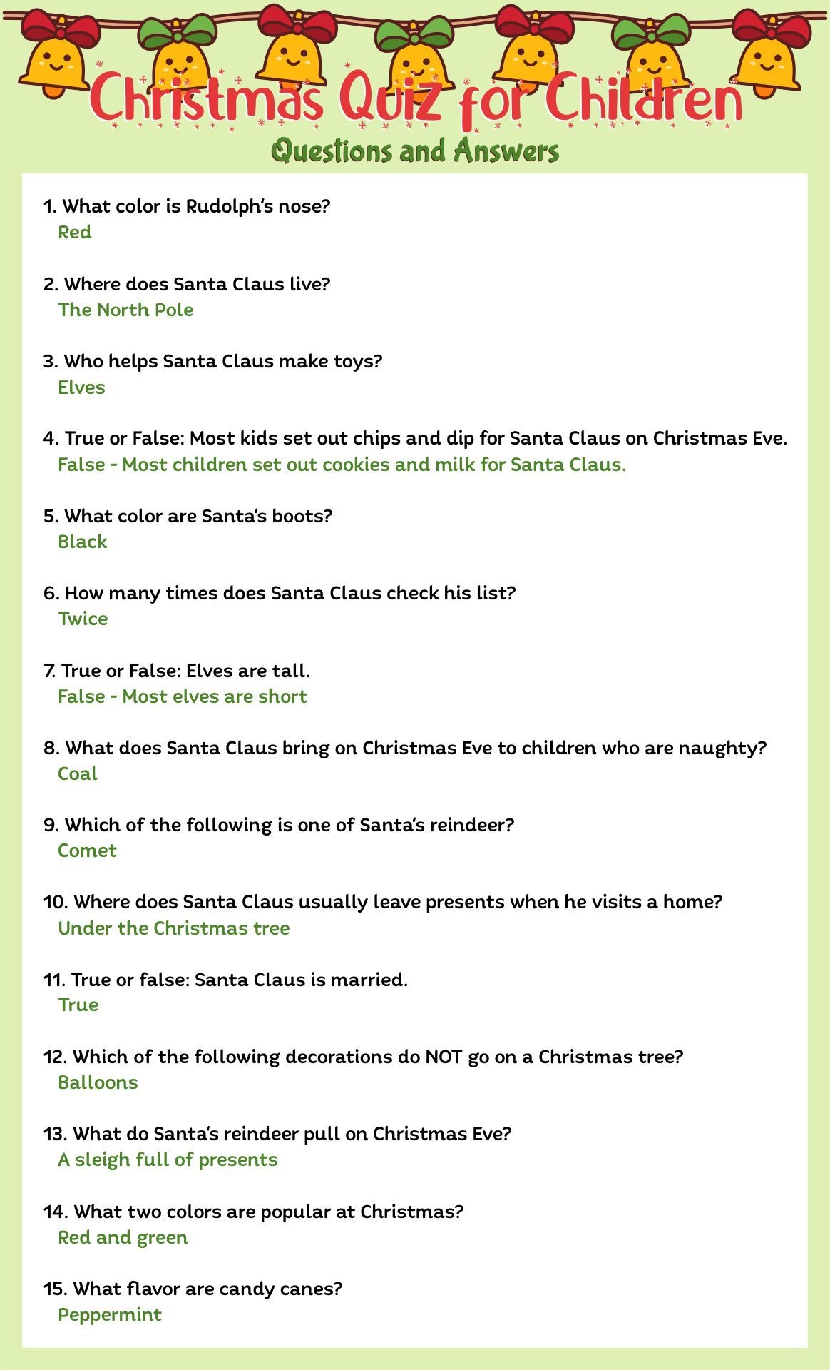 Printable Christmas Quiz Questions Answers For Kids Christmas Quiz