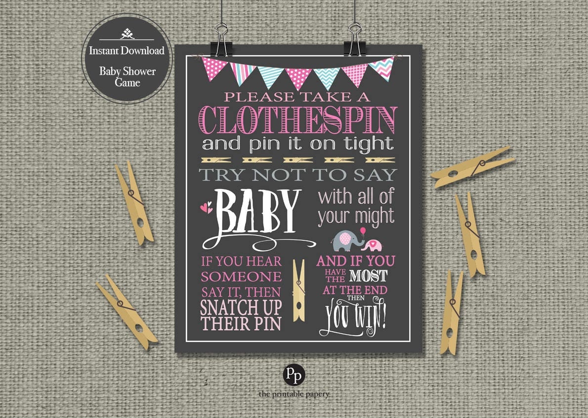 Printable Clothespin Baby Shower Game Etsy