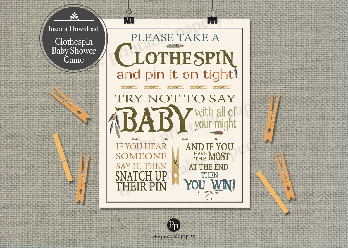 Printable Clothespin Baby Shower Game Peter