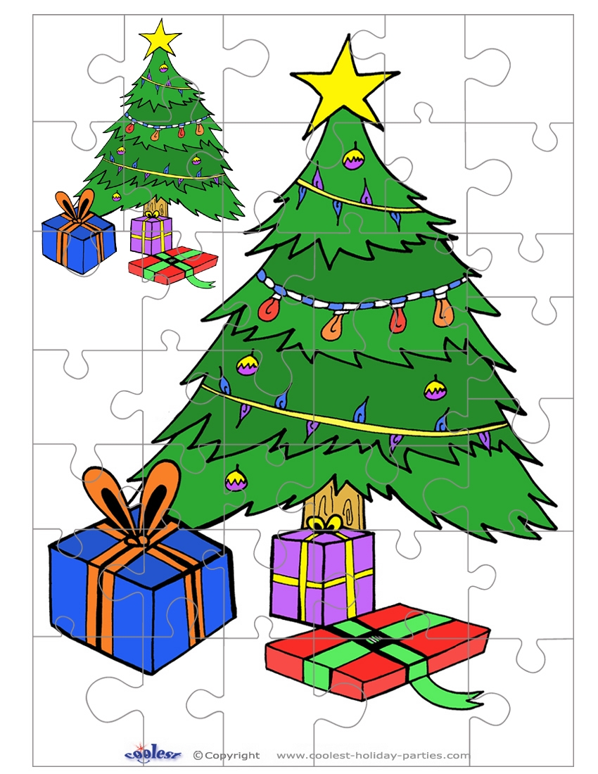 Printable Colored Christmas Tree Small Piece Puzzle Coolest Free 
