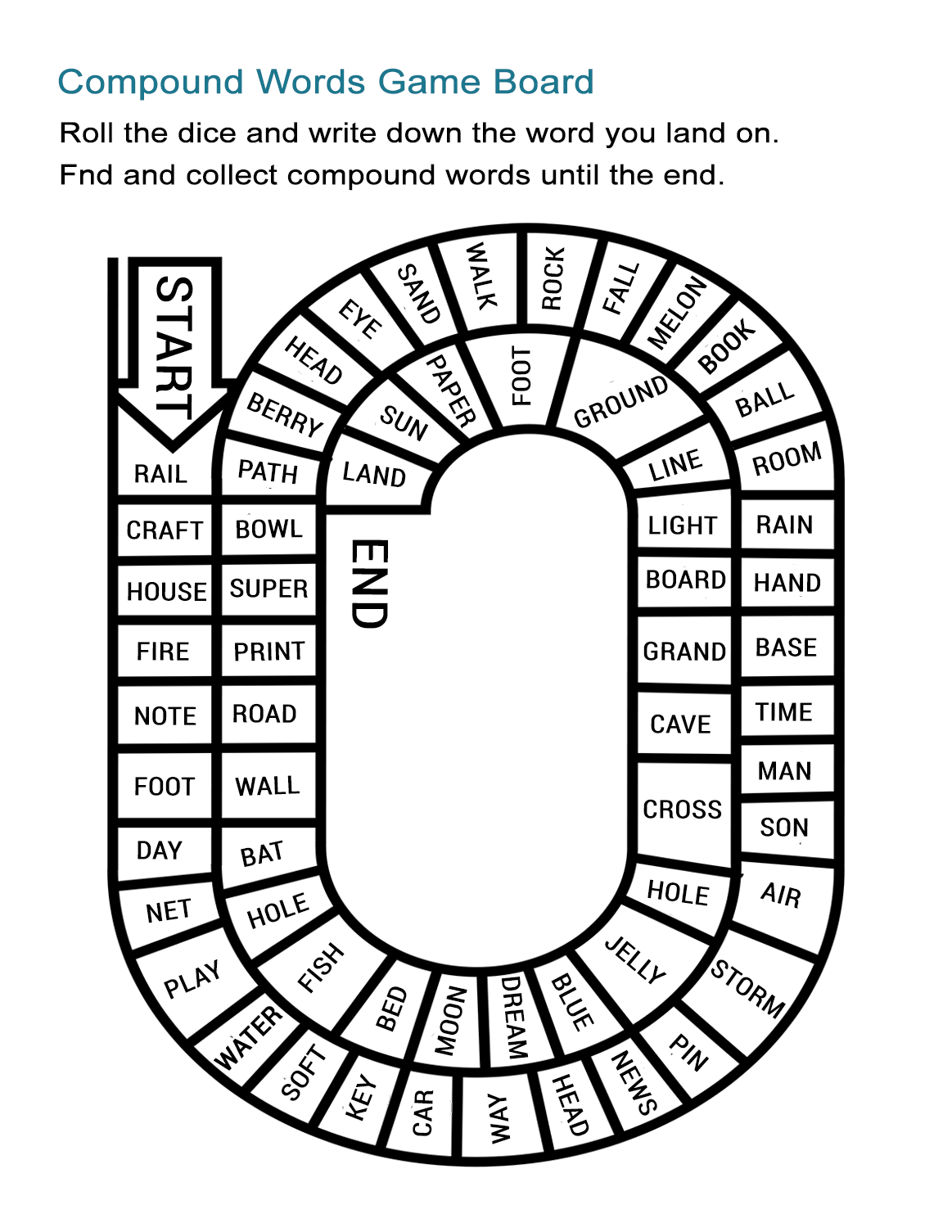 free printable compound word games