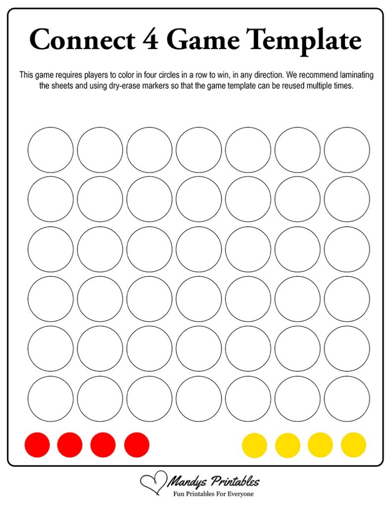 Printable Connect 4 Template Game Boards
