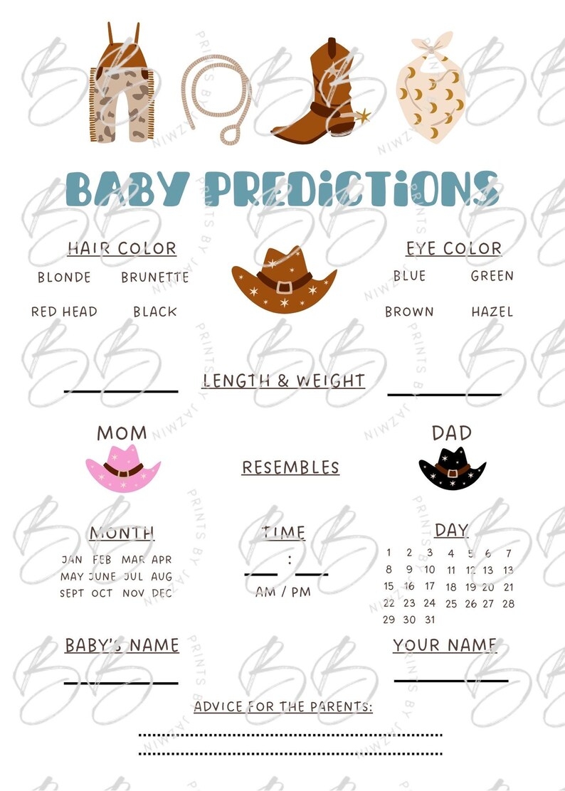 Printable Cowboy Baby Shower Games Etsy