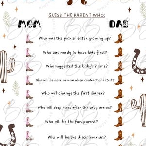Printable Cowboy Baby Shower Games Etsy