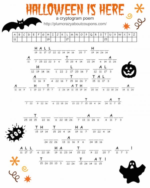 Printable Cryptogram Puzzles