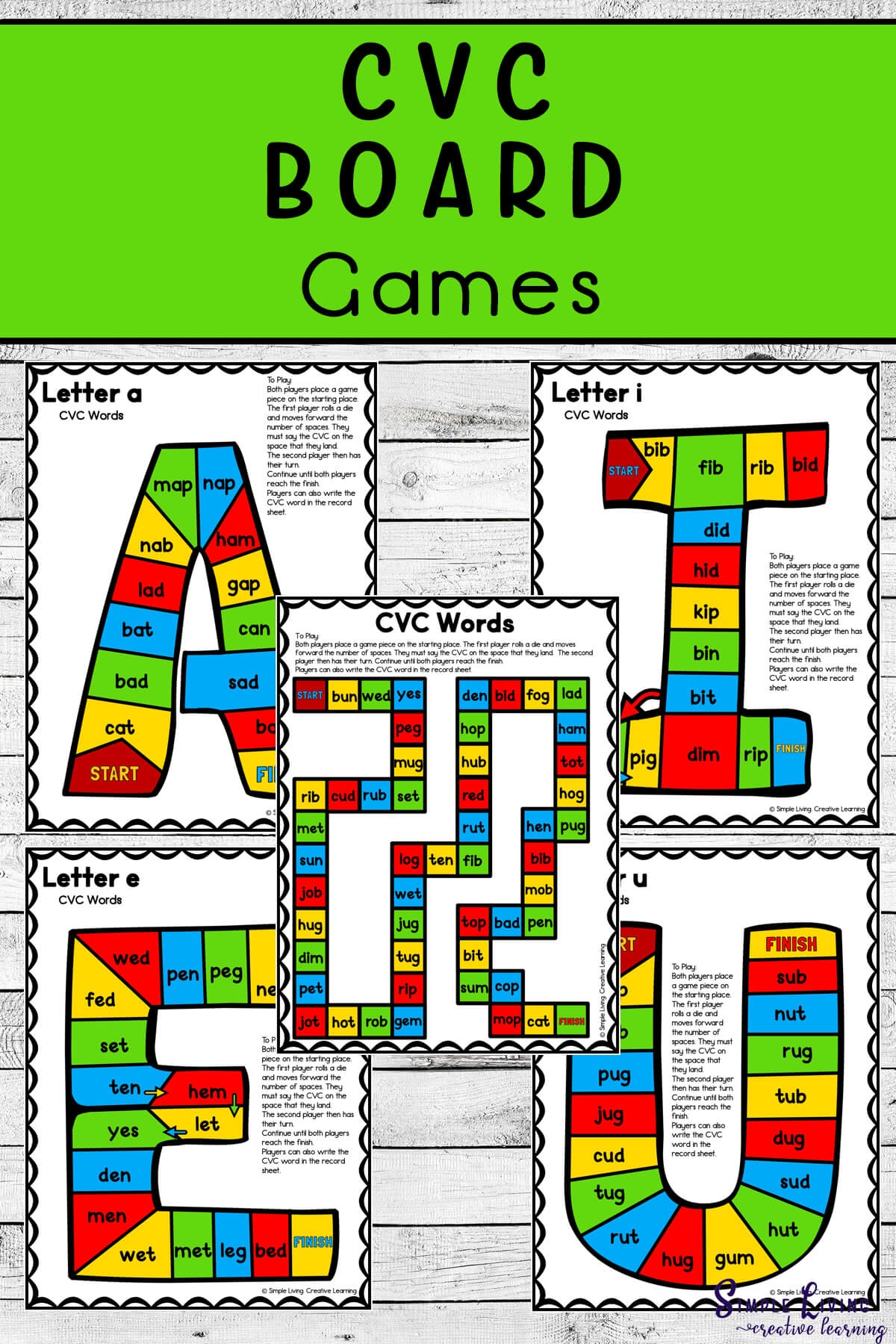 Printable CVC Board Games Simple Living Creative Learning