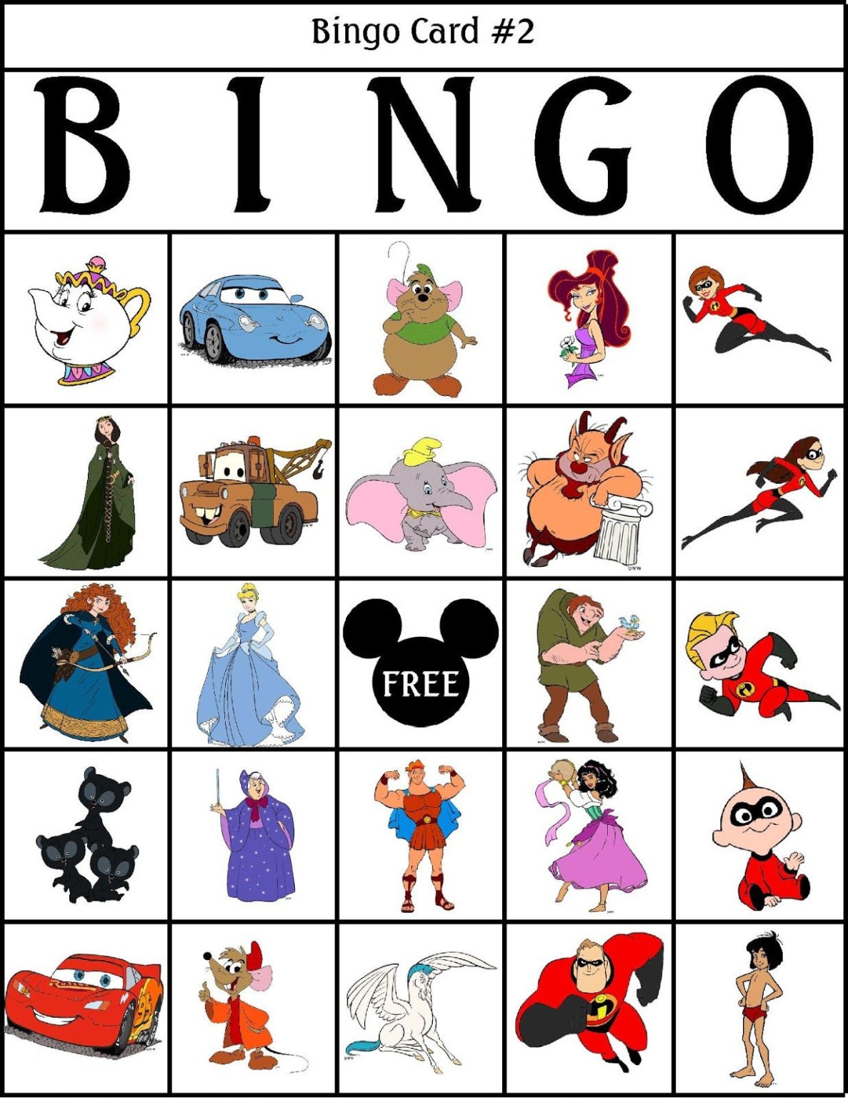 Printable Disney Bingo Cards Printable Bingo Cards