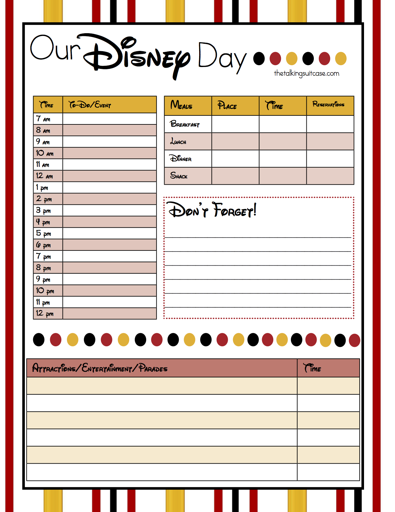 Printable Disney Planner Template