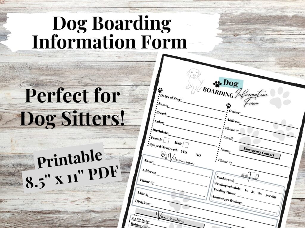Printable Dog Boarding Forms Free Printable Templates